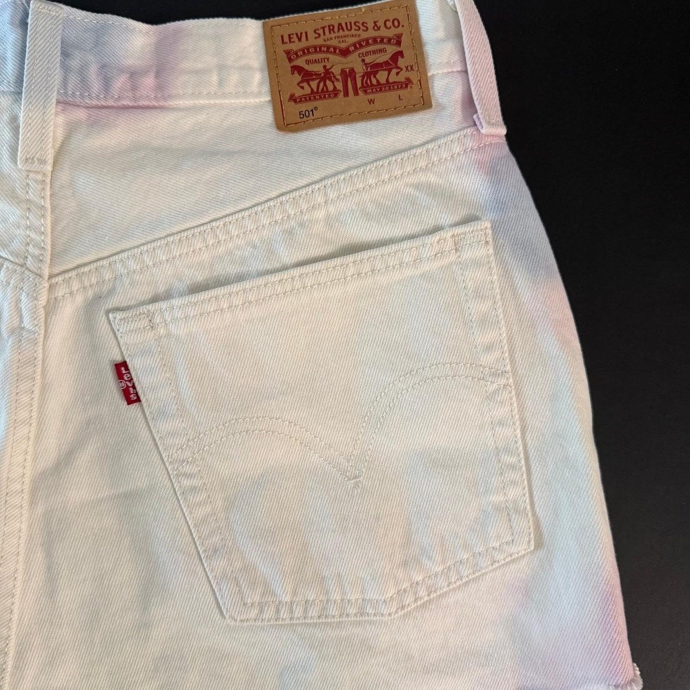 Levis 501 Original White Tie Dye Cut Off Denim Shorts High Rise Button Size 30